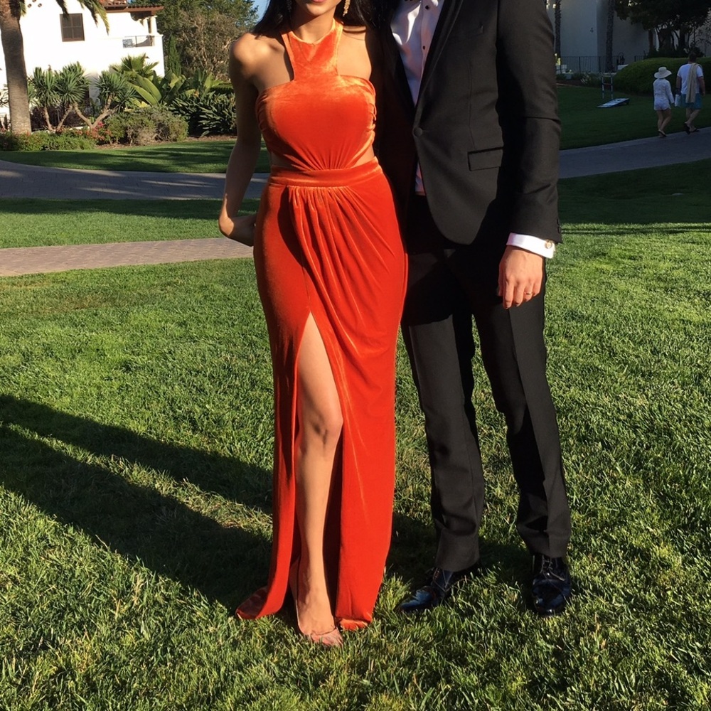 Orange Gown with Halter Neck